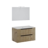 Mobile Bagno Sospeso Comfort 2 Cassetti Cannettato 80 Cm Rovere Oro