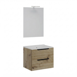 Mobile Bagno Sospeso Comfort 2 Cassetti Dogato 60 Cm Rovere Oro