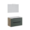 Mobile Bagno Comfort 2 Cassetti Dogato 80 Cm Rovere Verde Salvia