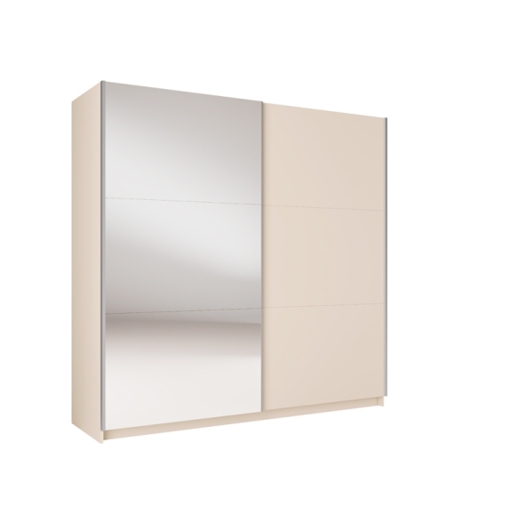 Armadio 200x207h Cm 2 Ante Scorrevoli Con Specchio Tortora Arsala