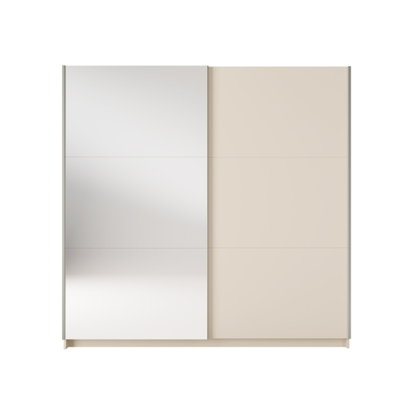 Armadio 200x207h Cm 2 Ante Scorrevoli Con Specchio Tortora Arsala