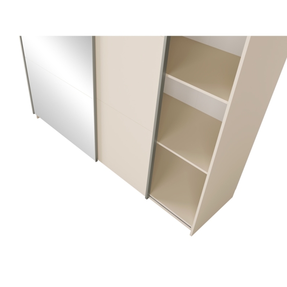 Armadio 200x207h Cm 2 Ante Scorrevoli Con Specchio Tortora Arsala