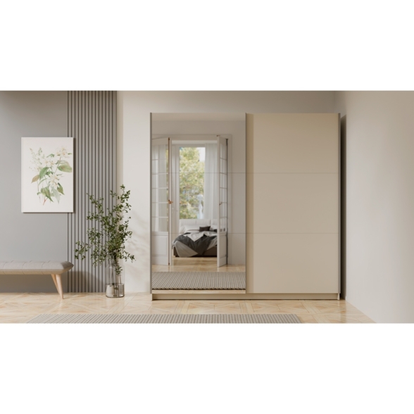 Armadio 200x207h Cm 2 Ante Scorrevoli Con Specchio Tortora Arsala