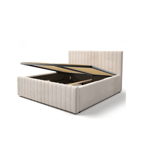 Letto Matrimoniale 160x200 Cm Contenitore Con Rete Imbottito Batina Beige