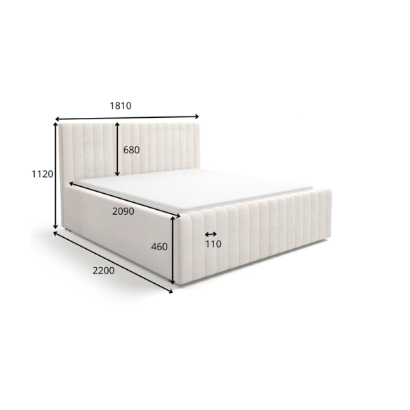 Letto Matrimoniale 160x200 Cm Contenitore Con Rete Imbottito Batina Beige