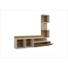 Parete Attrezzata 180 Cm Mobile TV Con Libreria Rovere Naturale E Beige Lima
