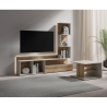Parete Attrezzata 180 Cm Mobile TV Con Libreria Rovere Naturale E Beige Lima