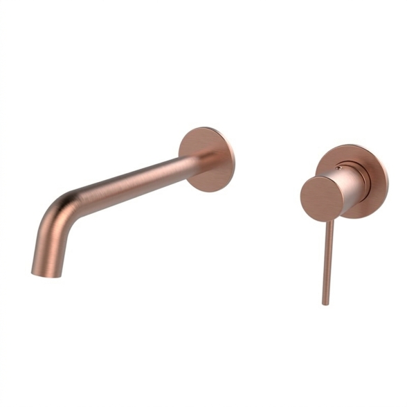 Miscelatore Lavabo A Muro In Ottone Oro Rosa Spazzolato Smooth Rubicer