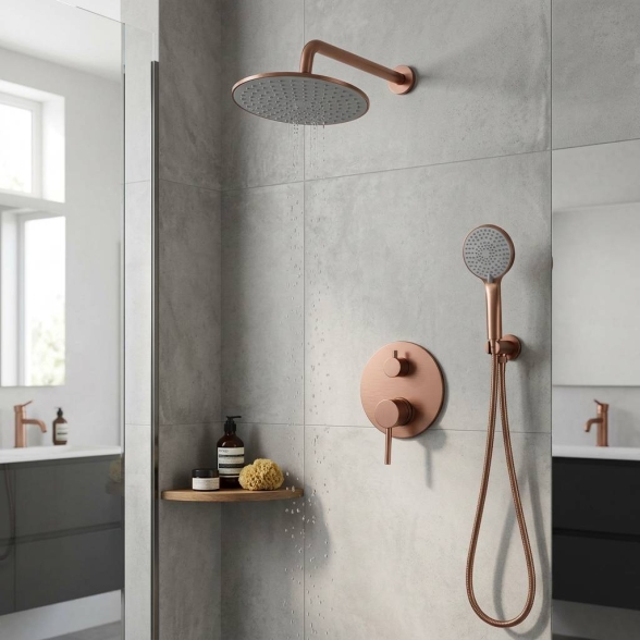 Set Doccia 3 Pezzi Ad Incasso Oro Rosa Spazzolato Smooth Rubicer