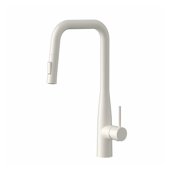 Miscelatore Lavello Cucina Con Doccino Estraibile In Ottone Smooth Bianco Opaco