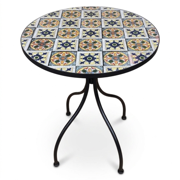 Set Bistrot Tavolo Maioliche D60xH75 Con 2 Sedie Pieghevoli Fiocco