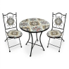 Set Bistrot Tavolo Maioliche D60xH75 Con 2 Sedie Pieghevoli Fiorarte