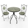 Set Bistrot Tavolo Maioliche D60xH75 Con 2 Sedie Pieghevoli Fogliarte