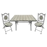 Set Da Pranzo Tavolo Maioliche Rettangolare 120x80 Con 2 Sedie Pieghevoli Flora