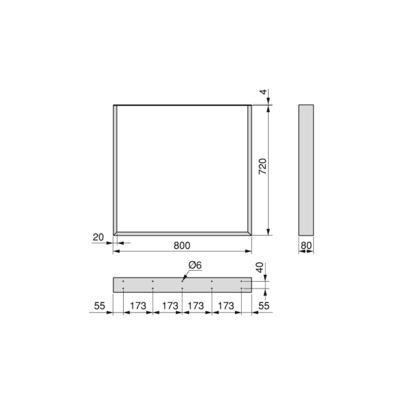 Gambe da tavolo Square rettangolari 72x80 cm in acciaio verniciato nero