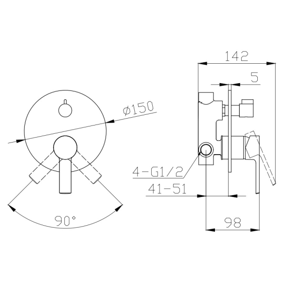 Miscelatore Per Doccia Con Deviatore In Ottone Cromato Tati Karag