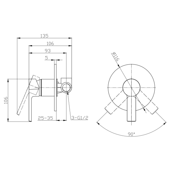Miscelatore Per Doccia In Ottone Cromato Tati Karag