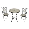 Set Bistrot Tavolo Mosaico Tondo 60 Cm Con 2 Sedie Pieghevoli Lille