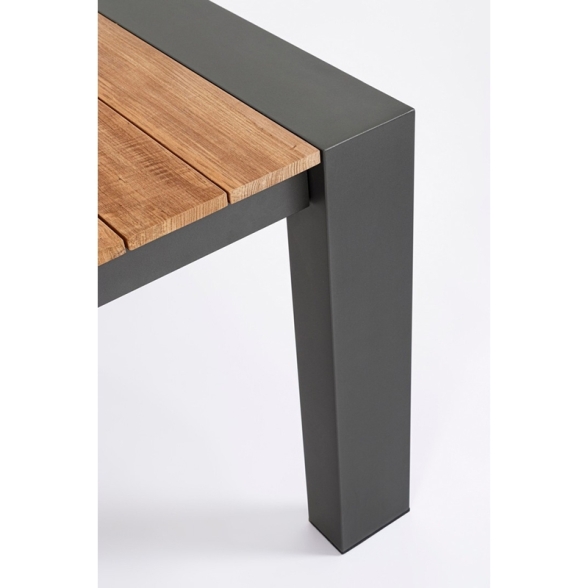 Tavolo Da Esterno In Alluminio Piano In Teak Allungabile 110x253/384 Cm Cameron Antracite Bizzotto