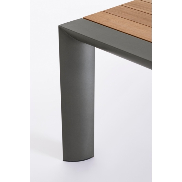 Tavolo Da Esterno In Alluminio Piano In Teak Allungabile 110x253/384 Cm Cameron Antracite Bizzotto