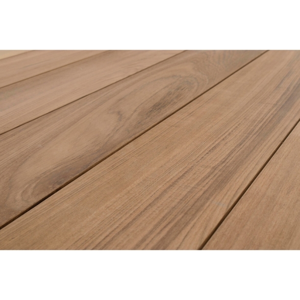 Tavolo Da Esterno In Alluminio Piano In Teak Allungabile 110x253/384 Cm Cameron Bianco Bizzotto