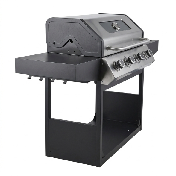Barbecue A Gas E Pietra Lavica 4 Fuochi Coperchio Con Vetro Ke Grill GTO895-0441-B