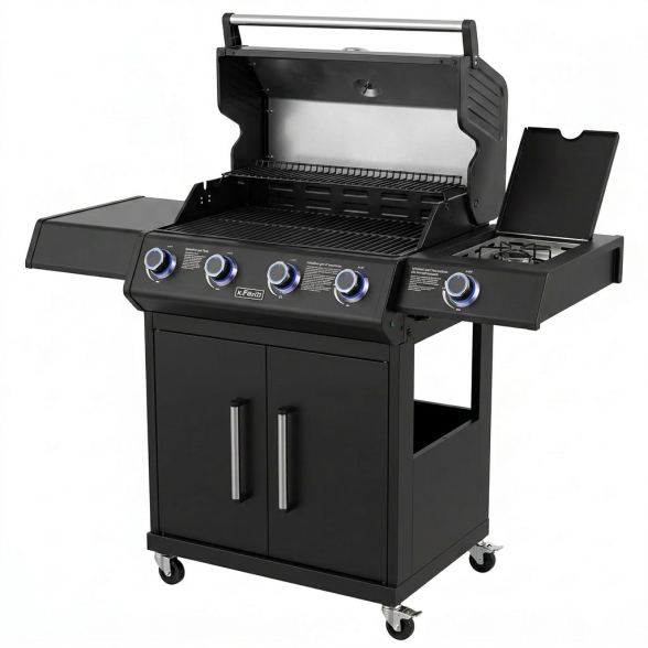 Barbecue A Gas E Pietra Lavica 4 Fuochi Coperchio Con Vetro Ke Grill Master Steak