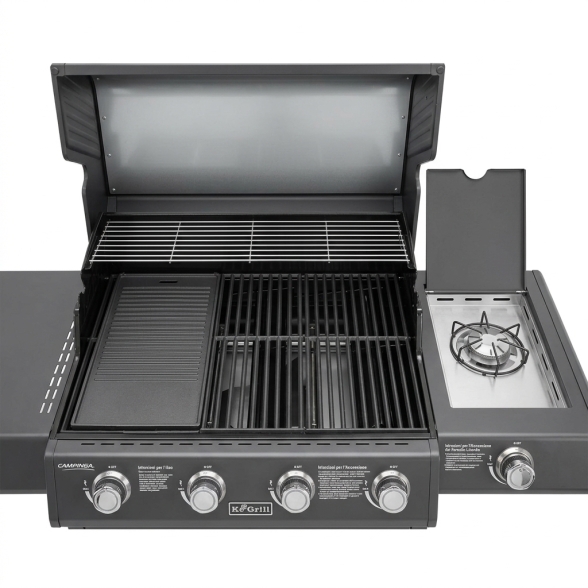 Barbecue A Gas E Pietra Lavica 4 Fuochi Coperchio Con Vetro Ke Grill Master Steak