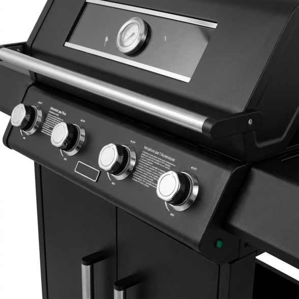 Barbecue A Gas E Pietra Lavica 4 Fuochi Coperchio Con Vetro Ke Grill Master Steak