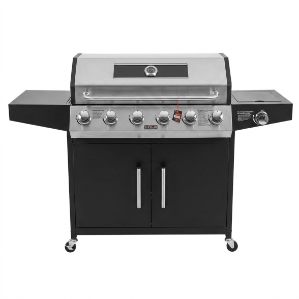 Barbecue A Gas E Pietra Lavica 6 Fuochi Coperchio Con Vetro Ke Grill GTO895-0461-B
