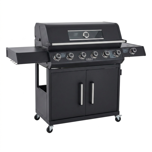 Barbecue A Gas E Pietra Lavica 6 Fuochi Coperchio Con Vetro Ke Grill Master Steak