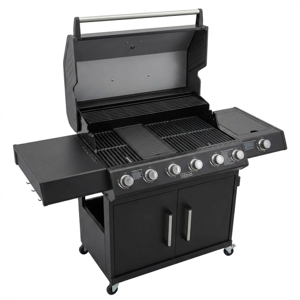 Barbecue A Gas E Pietra Lavica 6 Fuochi Coperchio Con Vetro Ke Grill Master Steak