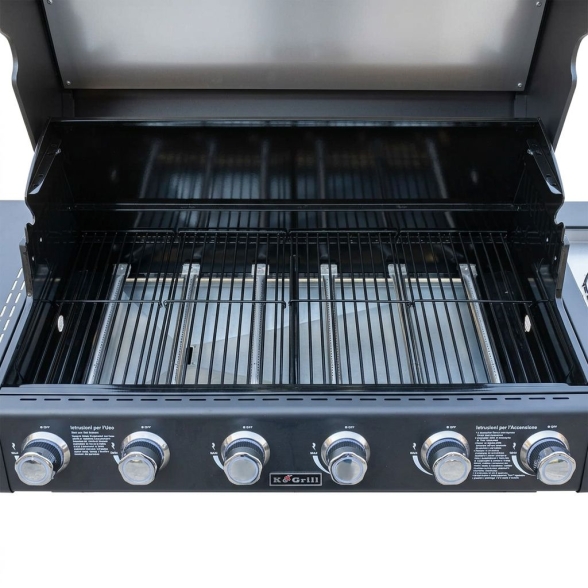 Barbecue A Gas E Pietra Lavica 6 Fuochi Coperchio Con Vetro Ke Grill Master Steak