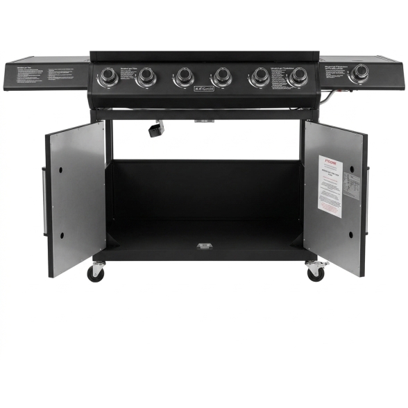 Barbecue A Gas E Pietra Lavica 6 Fuochi Coperchio Con Vetro Ke Grill Master Steak