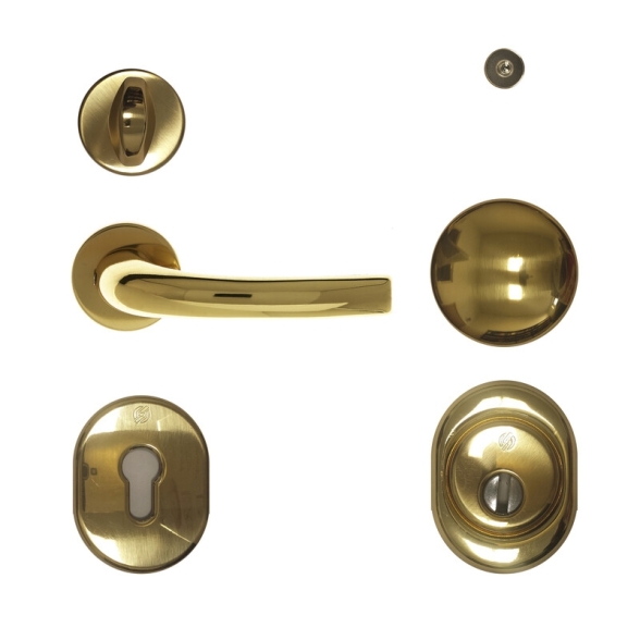 Kit Maniglia E Accessori Per Porta Blindata Cilindro Europeo BLINDO Ottone Lucido