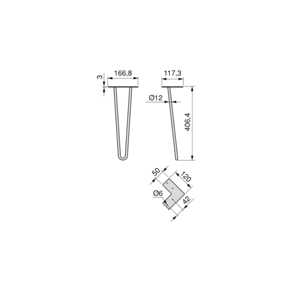 Gambe da tavolo 40 cm Hairpin a 2 aste  in acciaio verniciato nero