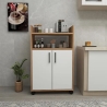 Mobile Multiuso Bagno/Cucina 2 Ante 60x35x92 Con Rotelle Lukas Rovere E Bianco