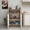 Mobile Multiuso Bagno/Cucina 2 Ante 60x35x92 Con Rotelle Lukas Rovere E Bianco