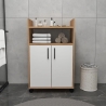Mobile Multiuso Bagno/Cucina 2 Ante 60x35x92 Con Rotelle Lukas Rovere E Bianco
