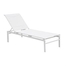 Lettino Prendisole In Acciaio 60x189x34 Cm Reclinabile Spring Bianco