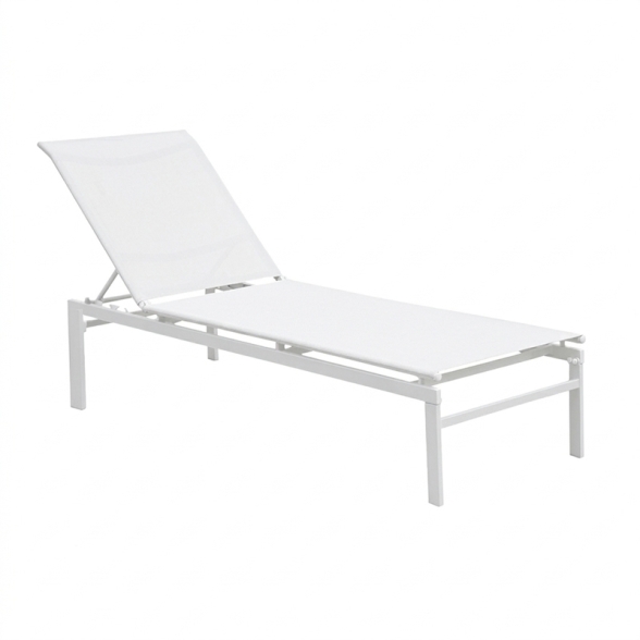 Lettino Prendisole In Acciaio 60x189x34 Cm Reclinabile Spring Bianco