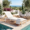 Lettino Prendisole In Acciaio 60x189x34 Cm Reclinabile Spring Bianco