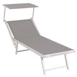 Lettino Prendisole In Alluminio E Textilene 61x186x40 Cm Pool Telo Grigio