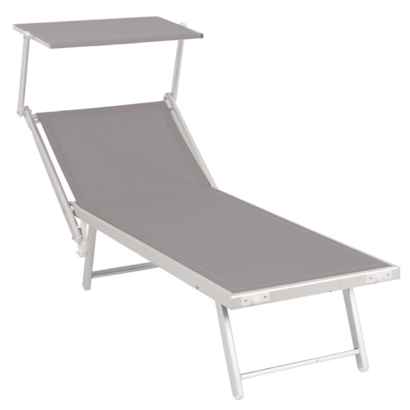 Lettino Prendisole In Alluminio E Textilene 61x186x40 Cm Pool Telo Grigio