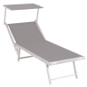 Lettino Prendisole In Alluminio E Textilene 61x186x40 Cm Pool Telo Grigio