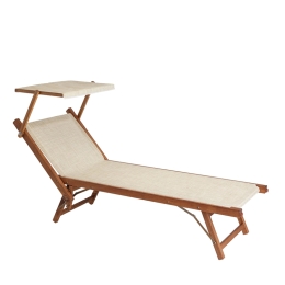 Lettino Prendisole In Alluminio Effetto Legno 61x186x40 Cm Wooden Telo Beige