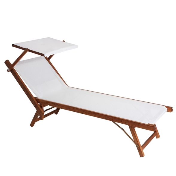 Lettino Prendisole In Alluminio Effetto Legno 61x186x40 Cm Wooden Telo Bianco