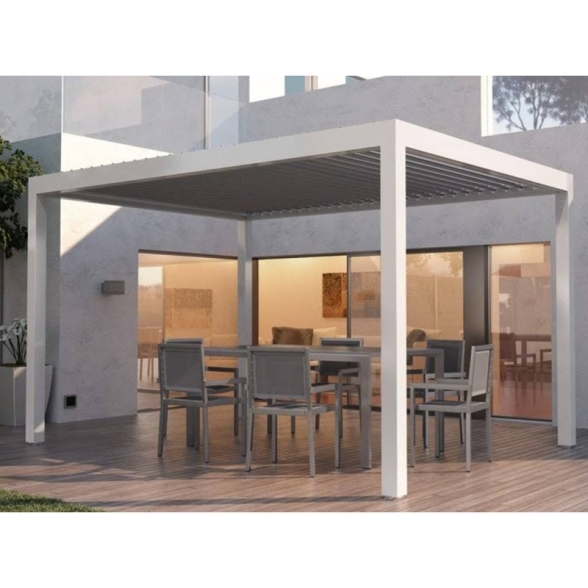 Pergola Bioclimatica In Alluminio 3x4 Con Lamelle In Alluminio Bianca