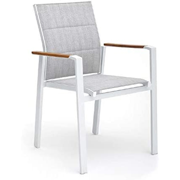 Sedia Da Esterno In Alluminio E Textilene Con Braccioli Polywood Bianco