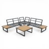 Set Salotto Angolare In Allumino E Polywood Con Cuscini E Tavolino Hills Antracite